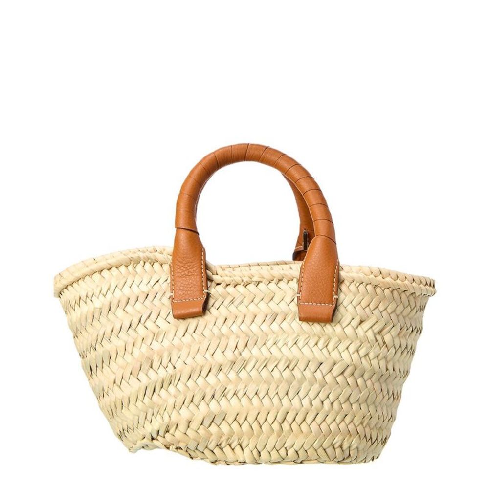 Chloé Marcie Mini Raffia & Leather Tote, Brown - Picture 2 of 4